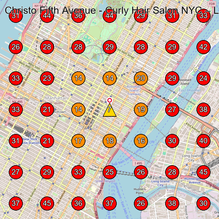 Christo Fifth Avenue - Curly Hair Salon NYC GeoGrid visibility map for Beauty Salon in New York